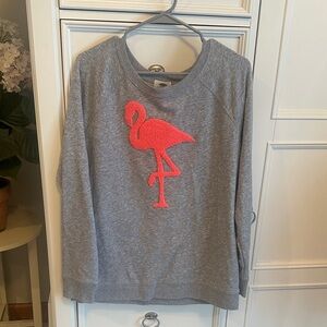 Old Navy Gray Sweatshirt with Pink Flamingo